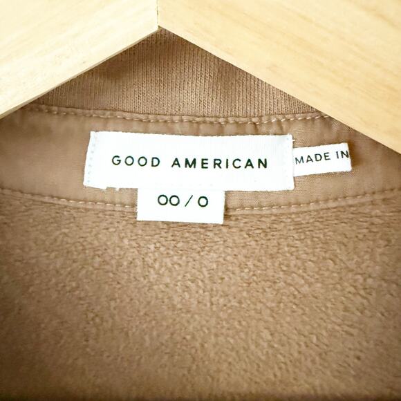 GOOD AMERICAN | Essential Fleece Shacket Jacket Brown Putty Oversized | XS-Small - Picture 5 of 7